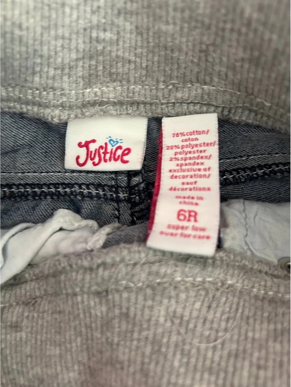 JUSTICE Girl’s Drawstring Cuffed Jeans / Size: 6R